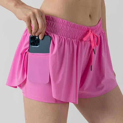 Women Summer Casual Running Fitness Pocket Skorts