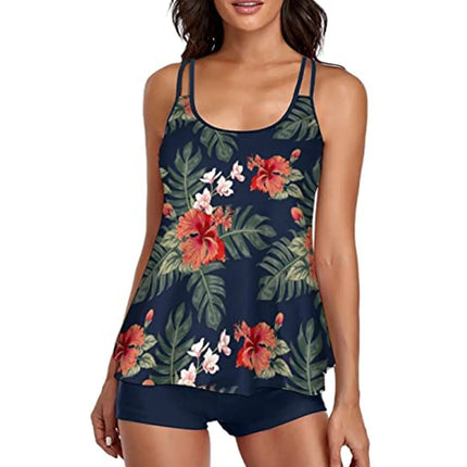 Women Blue Star Floral Tankini Sets