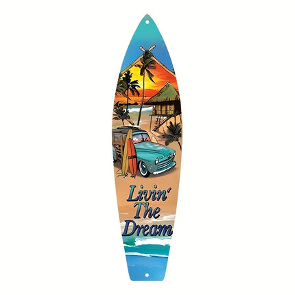 Hawaiian Surfboard Wood Novelty Sign Beach House Decor