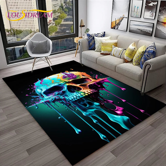 Home 3D Skull Butterfly Gothic Area Rug