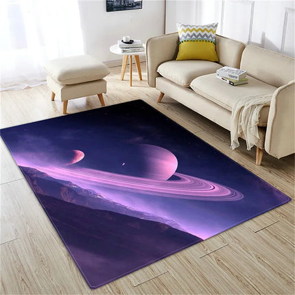 Modern 3D Space Planet Galaxy Illusion Rugs