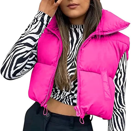 Women 2024 Cropped Vest Sleeveless Puffer Jacket