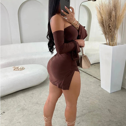 Women Strapless Backless Off-shoulder Mini Dress