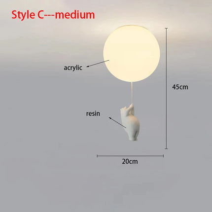 Nordic Cartoon Polar Bear LED Pendant Lamp