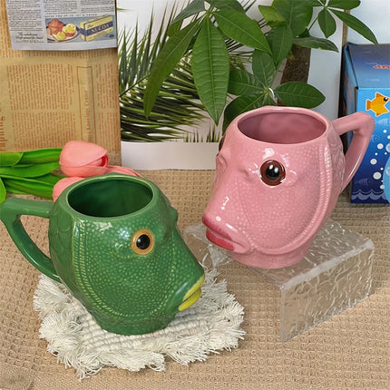 Funny Ceramic Greenhead Fish Coffee Mug