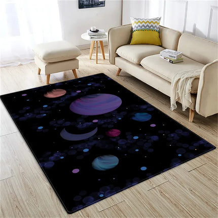 Modern 3D Saturn Planet Starry Sky Area Rug