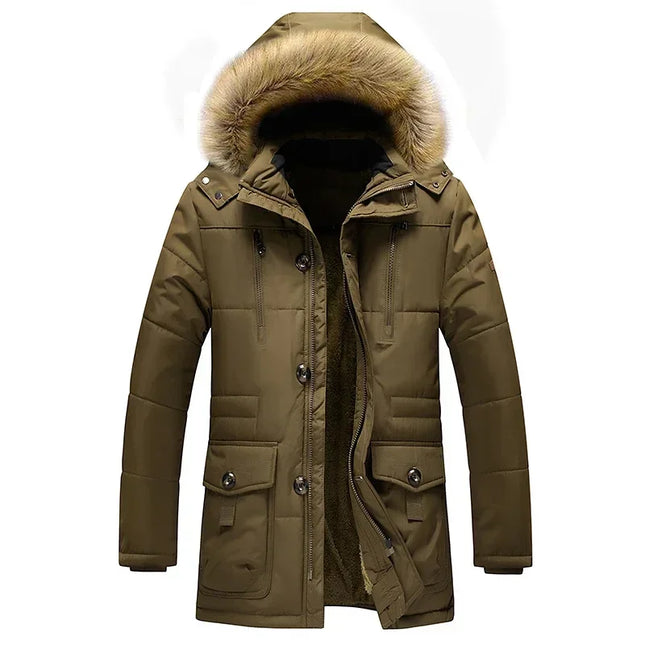 Men Windproof Winter Fur Collar Parka - Mad Fly Essentials