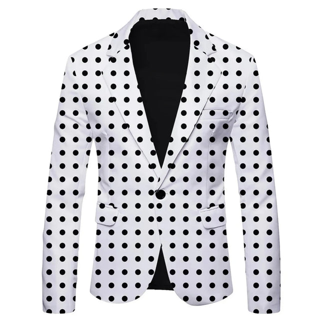 Men Business Casual Formal Slim Polka Dot Blazer