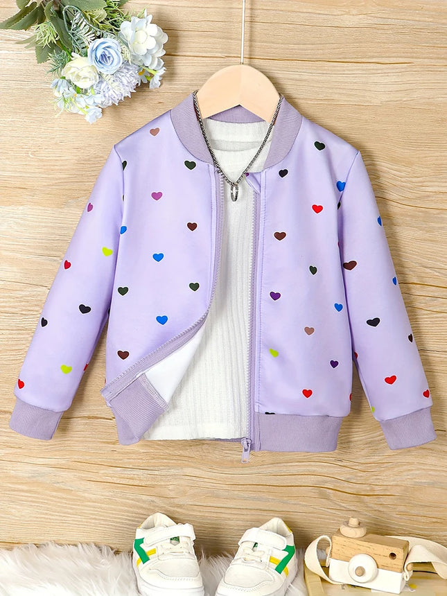 Girl Heart Zipper Autumn Casual Jackets