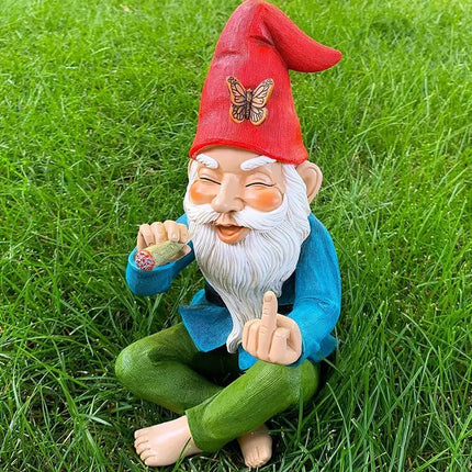 Gnome Smoking Finger Home Garden Figurine