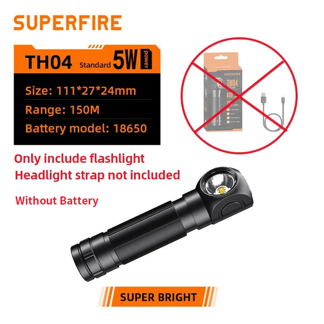 TH04 Powerful LED Headlamp USB Flashlight