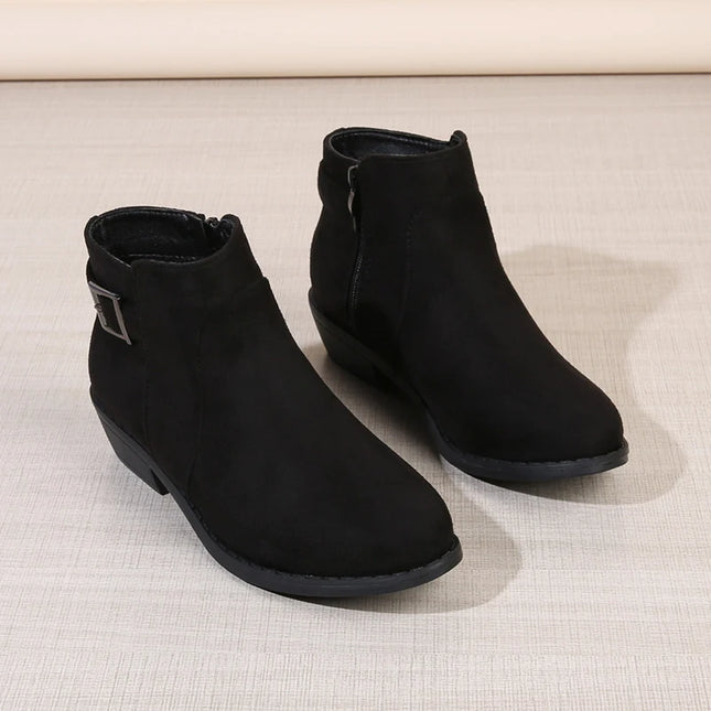 Women Black Leopard Casual Ankle Boots