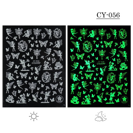 3D Butterfly Star Luminous Nail Stickers