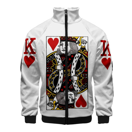 King Queen Couple Matching 3D Stand Collar Hoodies