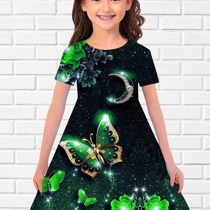 Baby Girl 3-14Y 3D Butterfly Short Party Dress