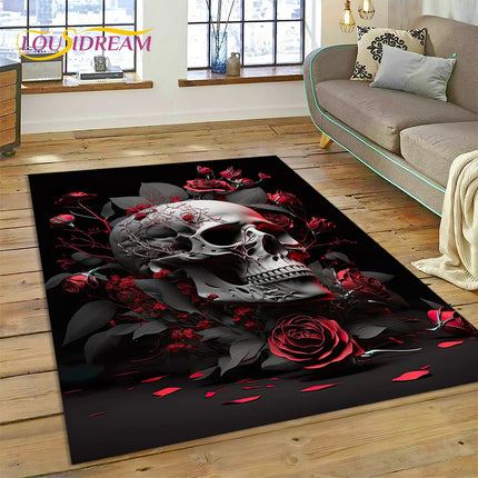 Home Cartoon Skull Gothic 3D Area Rugs