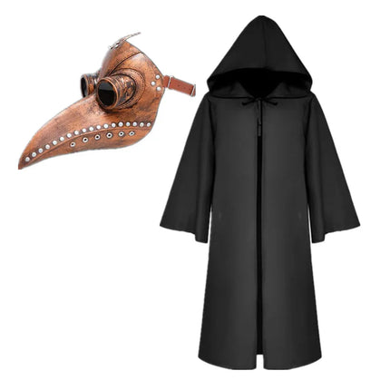 Men Halloween Cloak Plague Doctor Medieval Costume Set