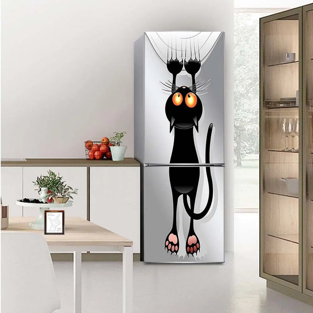 Rustic Animal Cat Refrigerator 3D Door Wall Stickers