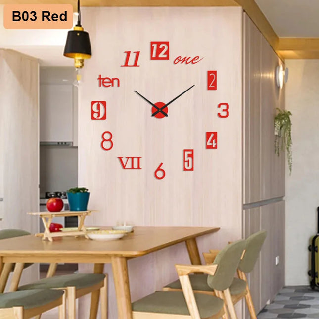 Modern Soundless Large 3D Home DIY Wall Clock