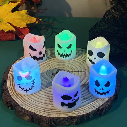 6pc Halloween Led Ghost Pumpkin Candle Light