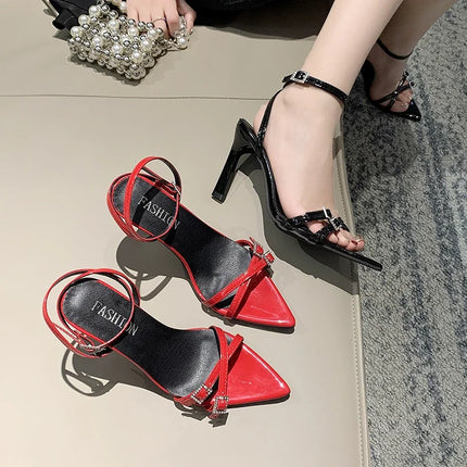 Women 2024 Red Black Gladiator Pumps