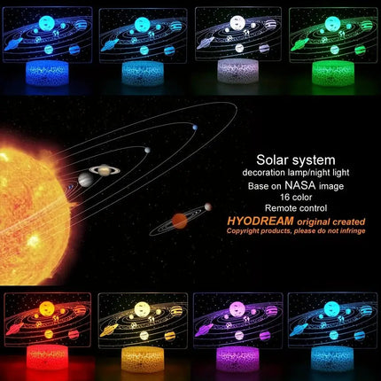 3D LED Optical Solar System Night Light