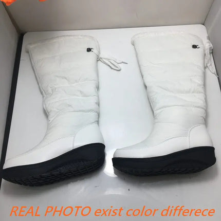 Women Winter Lace Round Knee High Boots