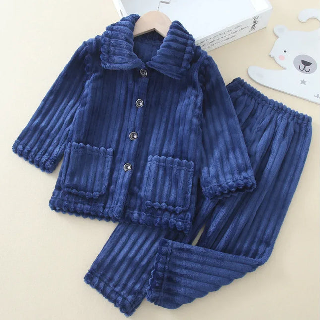 Baby Boys Solid Flannel Pajama Set.