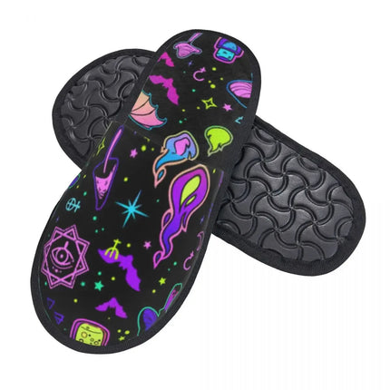 Men Indoor Neon Witchy Halloween Slippers