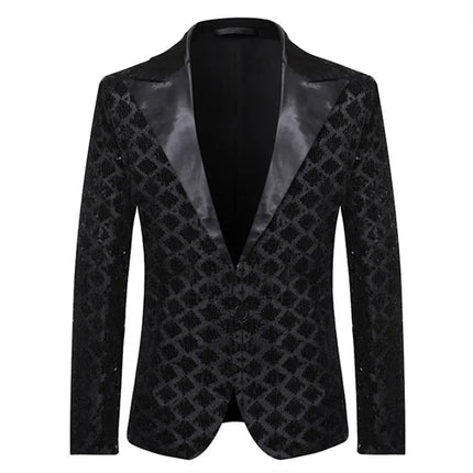 Men Plaid Sequin 3D Party Blazer