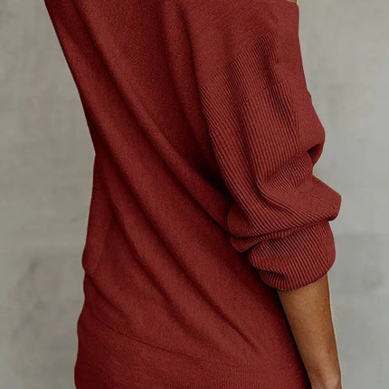 Women Solid Off Shoulder Long Sweaters