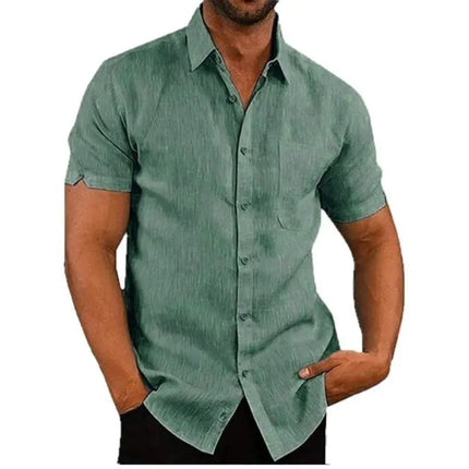 Men Short Linen Summer Business Shirts - Mad Fly Essentials