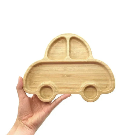 Eco-Friendly Baby Food Wooden Animal Dinner Tray Set