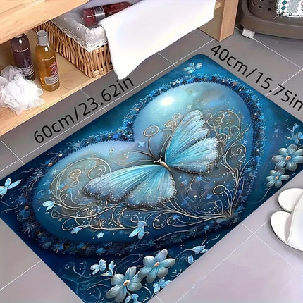 Dark Purple 3D Butterfly Living Area Modern Rug