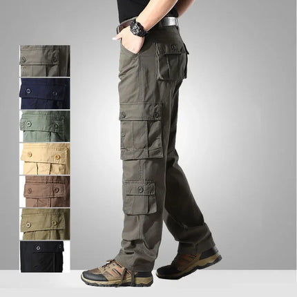 Men Outdoor Multi-Pocket Khaki Coffee Cargo Pants