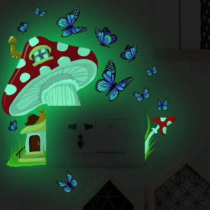 Cartoon Mushroom Luminous 3D Wall Nursery Stickers