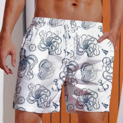 Men 2024 Summer 3D Hawaiian Animal Boardshorts