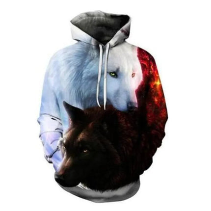 Men Animal Wolf Blue 3D Sweatshirt Hoodies