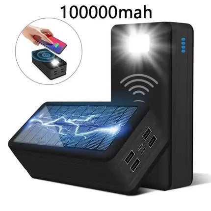 Solar Powered 200k mAh Wireless Battery Charger Powerbank