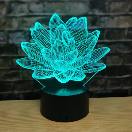 3D Lotus Flower 7ColorChanging LED Night Light