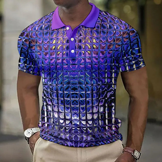 Men's Summer Short Metal Plaid 3D Shirts