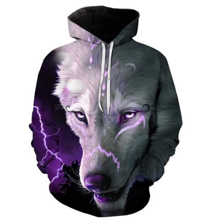 Men Animal Wolf Blue 3D Sweatshirt Hoodies