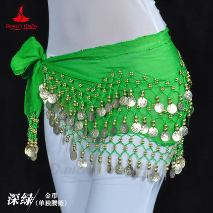 Women Chiffon Gold Belly Dance Costume Scarf