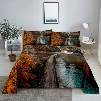 Home Scenic Forest 3D Microfiber Queen King Bedroom Set