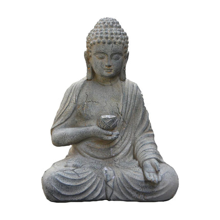 Solar Resin Buddha Statue Sculpture Garden Decor