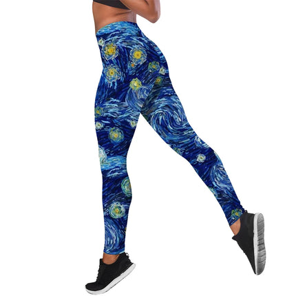 Women Van Gogh Starry Sky 3D Yoga Fitness Leggings