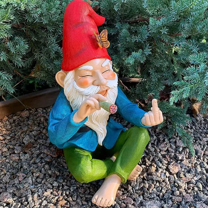 Gnome Smoking Finger Home Garden Figurine