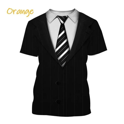 Men Funny 3D Tuxedo Graphic Bow Shirts