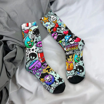 Men Compression Happy 3D Graffiti Socks