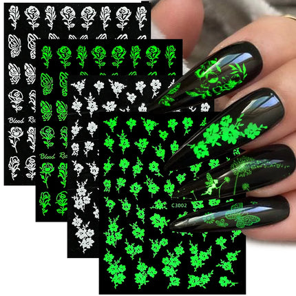 6pcs 3D Luminous Butterfly Nail Stickers